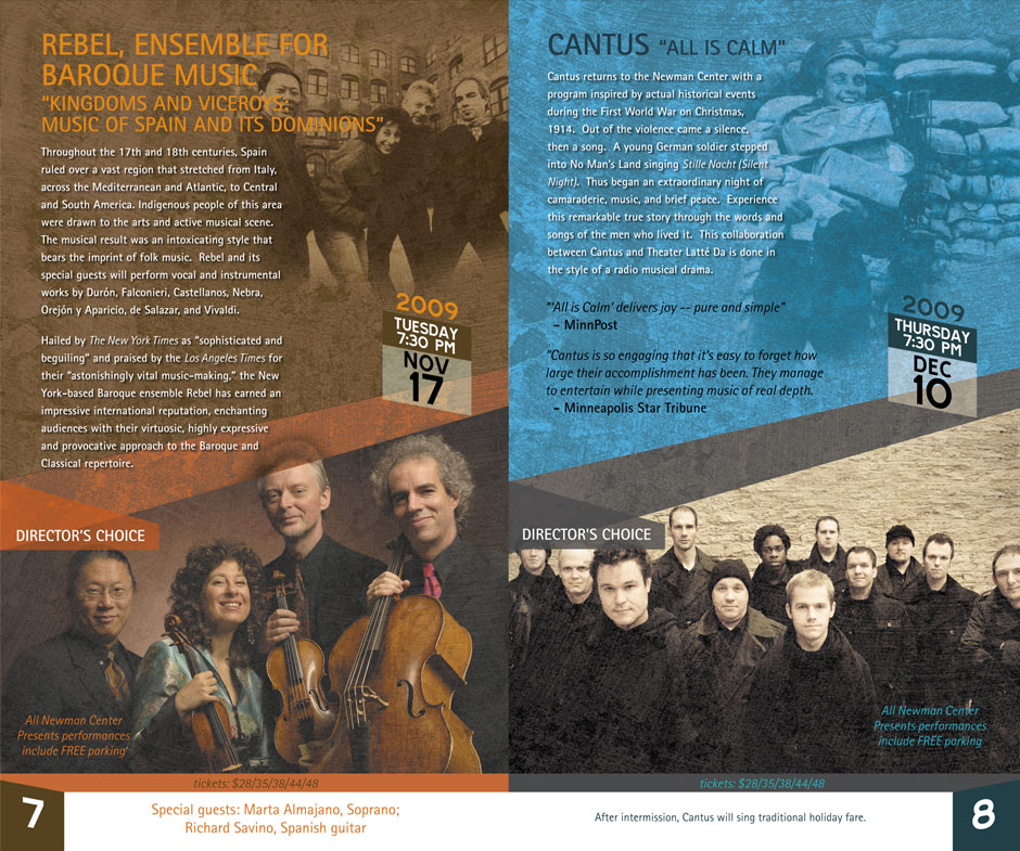 Rebel and Cantus, Newman Center Presents Performances