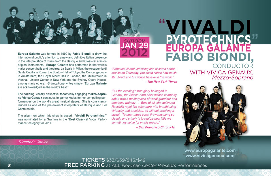 Vivaldi Pyrotechnics, Newman Center Presents Performances